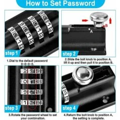 Loquet De Verrouillage à Combinaison Verrou à Combinaison à 4 Chiffres Verrou De Porte à Code Mécanique Serrure Sans Clé Glissière Verrou De Porte Inviolable Pour Armoire Jardin -Promos Matériel Boutique 66307868 3