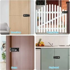 Loquet De Verrouillage à Combinaison Verrou à Combinaison à 4 Chiffres Verrou De Porte à Code Mécanique Serrure Sans Clé Glissière Verrou De Porte Inviolable Pour Armoire Jardin -Promos Matériel Boutique 66307868 5