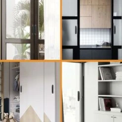 Lot De 2 Poignées De Porte Coulissantes Ovales Auto-adhésives En Alliage D'aluminium Noir Mat Sans Perforation Pour Portes Coulissantes De Grange, Fenêtres, Armoires -Promos Matériel Boutique 66572629 4