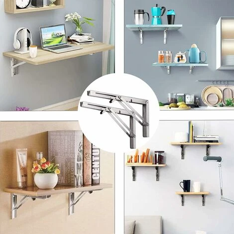 RHAFAYRE Étagère Murale Pliante De 500 Mm, Support De Pliant En Acier Inoxydable 304 Pour établi, Équerre Pliante Support, Equerre Pour Etagere Murale(2 Pièces), Argenté 2 RHAFAYRE Étagère Murale Pliante De 500 Mm, Support De Pliant En Acier Inoxydable 304 Pour établi, Équerre Pliante Support, Equerre Pour Etagere Murale(2 Pièces), Argenté – Image 2