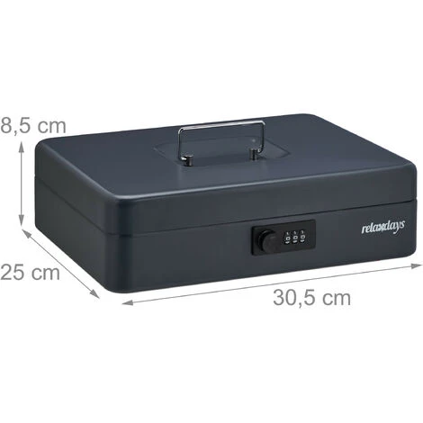 Relaxdays Caisse à Monnaie, Serrure Combinaison 3 Chiffres, Pour Pièces Et Billets, HLP : Env. 8,5 X 30,5 X 25 Cm, Gris 4 Relaxdays Caisse à Monnaie, Serrure Combinaison 3 Chiffres, Pour Pièces Et Billets, HLP : Env. 8,5 X 30,5 X 25 Cm, Gris – Image 4