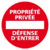 Panneau Propriété Privée Défense D'Entrer - Plastique PVC 1 Mm - Diamètre 240 Mm