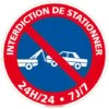 Panneau Interdiction De Stationner 24h/24 Et 7j/7 - Plastique PVC 1 Mm - Diamètre 240 Mm