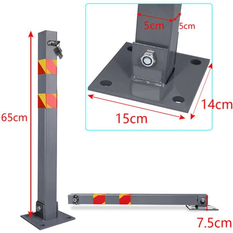 Froadp Serrure De Stationnement En Acier, Poteau De Parking Pliable Avec Clés Et Bande Réfléchissante, Ensemble De Poteaux De Barrière Facile à Installer, Colonne De Verrouillage De Sécurité(2 Pièces) 2 Froadp Serrure De Stationnement En Acier, Poteau De Parking Pliable Avec Clés Et Bande Réfléchissante, Ensemble De Poteaux De Barrière Facile à Installer, Colonne De Verrouillage De Sécurité(2 Pièces) – Image 2