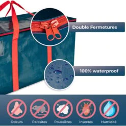 WRAPPYBAG® Lot 4 Sacs De Rangement XXL Pour Déménagement Et Voyage (76 X 38 X 36 Cm) – Solide & Étanche Avec Poignées Renforcées – Vêtement / Couette -Promos Matériel Boutique 67528403 3