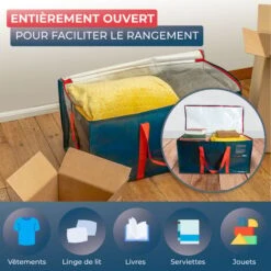 WRAPPYBAG® Lot 4 Sacs De Rangement XXL Pour Déménagement Et Voyage (76 X 38 X 36 Cm) – Solide & Étanche Avec Poignées Renforcées – Vêtement / Couette -Promos Matériel Boutique 67528403 4