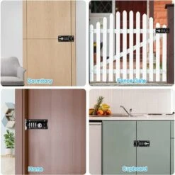 Loquet De Verrouillage à Combinaison Verrou à Combinaison à 4 Chiffres Verrou De Porte à Code Mécanique Serrure Sans Clé Glissière Verrou De Porte Inviolable Pour Armoire Jardin,KoleZy -Promos Matériel Boutique 67694595 4
