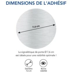 Pictogramme WC Homme (Q0420). Autocollant Souple Effet Alu Brossé Ou Plaque De Porte Alu Brossé Ep 2mm Au Choix - Adhésif Aspect Aluminium Brossé - Diamètre 76 Mm -Promos Matériel Boutique 67886260 4