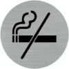 Pictogramme Interdiction De Fumer (Q0164). Autocollant Souple Effet Alu Brossé Ou Plaque De Porte Alu Brossé Ep 2mm Au Choix - Adhésif Aspect Aluminium Brossé - Diamètre 76 Mm