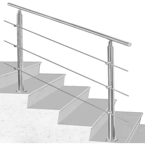 SWANEW Garde-corps Rampe D'escalier Escalier Acier Inoxydable Utilisable Comme , Parapet Rambarde, Balcon Ou Terrasse 80cm Avec 3 Tringles 1 SWANEW Garde-corps Rampe D'escalier Escalier Acier Inoxydable Utilisable Comme , Parapet Rambarde, Balcon Ou Terrasse 80cm Avec 3 Tringles