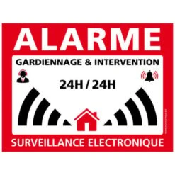 Lot De 4 Autocollants Alarme - Adhésif De Sécurité - Surveillance Électronique 24h/24 - Gardiennage Et Intervention - 80 X 60 Mm