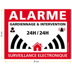 Lot De 4 Autocollants Alarme - Adhésif De Sécurité - Surveillance Électronique 24h/24 - Gardiennage Et Intervention - 80 X 60 Mm -Promos Matériel Boutique 68486882 3