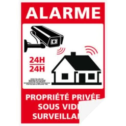 Panneau Alarme - Propriété Privée Sous Vidéo Surveillance 24h/24 Avec Loi. G1651. Sticker Alarme, Panneaux PVC, Alu - Adhésif - 75 X 105 Mm -Promos Matériel Boutique 68489408 3