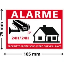 Panneau Alarme Propriété Privée Sous Vidéo Surveillance 24h/24. G1650. Sticker, Panneaux PVC Ou Alu. Caméra Surveillance - Adhésif - 105 X 75 Mm -Promos Matériel Boutique 68489409 3