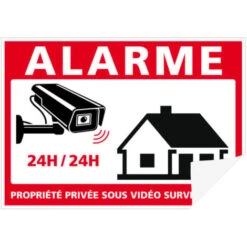 Panneau Alarme Propriété Privée Sous Vidéo Surveillance 24h/24. G1650. Sticker, Panneaux PVC Ou Alu. Caméra Surveillance - Adhésif - 105 X 75 Mm -Promos Matériel Boutique 68489409 4