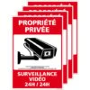 Panneau Propriété Privée Surveillance Vidéo 24h/24. G1533. Sticker, Panneau PVC Ou Aluminium. Vidéosurveillance - Adhésif - 75 X 105 Mm