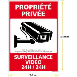 Panneau Propriété Privée Surveillance Vidéo 24h/24. G1533. Sticker, Panneau PVC Ou Aluminium. Vidéosurveillance - Adhésif - 75 X 105 Mm -Promos Matériel Boutique 68489440 4