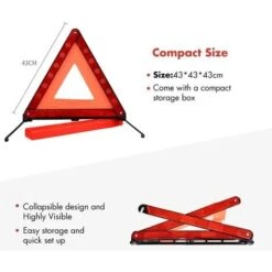 RHAFAYRE Triangles De Signalisation Pour Auto, Panneau De Stationnement Sécurisé Triangle Plaque D'Avertissement Réfléchissant Kit Auto Sécurite Avec Pour Véhicules à Moteur Triangle De Sécurité Rouge -Promos Matériel Boutique 68765905 3