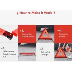 RHAFAYRE Triangles De Signalisation Pour Auto, Panneau De Stationnement Sécurisé Triangle Plaque D'Avertissement Réfléchissant Kit Auto Sécurite Avec Pour Véhicules à Moteur Triangle De Sécurité Rouge -Promos Matériel Boutique 68765905 4