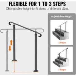 VEVOR Garde-Corps Rampe Escalier Main Courante En Fer Forge Balustrade Rambarde 1-3 Marches Reglable 45 Cm Distance Entre Poteaux 68,5 Cm Hauteur Poteaux 96 Cm Pour Securite Escaliers Jardin Portails -Promos Matériel Boutique 69342819 5