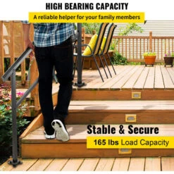 VEVOR Escalier Extérieur De Main Courante 121 X 89,5 Cm Noir Pour 3 à 4 étapes -Promos Matériel Boutique 69342910 5