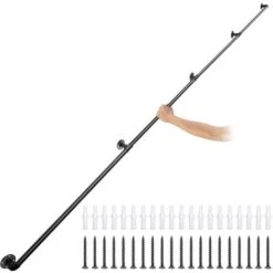 VEVOR Main Courante Escalier Rampe 4 Tubes Acier Carbone 3,96m Mural 200kg/Tube