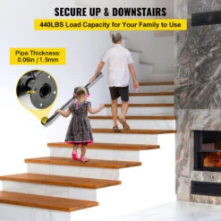 VEVOR Rampe Escalier Murale 0,9 M Main Courante Acier Carbone Garde-Corps En Metal Capacite Charge 200 Kg/Tube Rambarde En Tube 32 Mm 2 Supports Muraux Pour Enfants Personnes Agees Interieur Exterieur -Promos Matériel Boutique 69343255 3