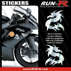 2 Stickers DRAGON 10 Cm - CHROME