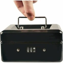Petite Caisse à Monnaie Avec Serrure à Combinaison – Caisse à Monnaie En Métal Durable Avec Plateau De Rangement Verrouillable, 15 × 12 × 8 Cm (noir) -Promos Matériel Boutique 69362699 4