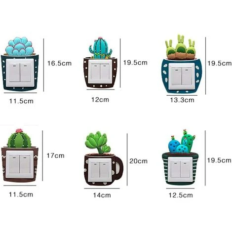 Lot De 5 Autocollants Muraux En Caoutchouc Pour Interrupteur Motif Cactus 4 Lot De 5 Autocollants Muraux En Caoutchouc Pour Interrupteur Motif Cactus – Image 4