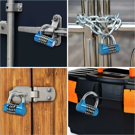 Ladacèe,Cadenas Code à 5 Chiffres Bleu (Lot De 2) - 6,5 X 2,5 Cm - Intérieur/Extérieur Réinitialisable Et Imperméable 4 Ladacèe,Cadenas Code à 5 Chiffres Bleu (Lot De 2) - 6,5 X 2,5 Cm - Intérieur/Extérieur Réinitialisable Et Imperméable – Image 4