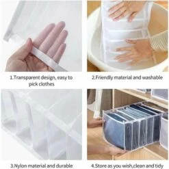 Boîte De Rangement Pour Jeans,4 Pièces Organisateur De Garde-robe,Rangements Boîtes De Jeans,Boîte Séparation Maille Tiroir à Vêtements, Pour Pantalons, Jeans, Pulls,T-Shirt,Pantalon,Chemises -Promos Matériel Boutique 69692424 4