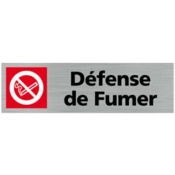 Pictogramme DEFENSE DE FUMER (Q0154). Signalisation Porte - 170 X 50 Mm - Autocollant Souple Ou Plaque Alu Brossé 2mm. - Adhésif Aspect Aluminium Brossé