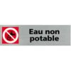 Pictogramme Eau Non Potable (Q0292). Signalisation Porte - 170 X 50 Mm - Autocollant Souple Ou Plaque Alu Brossé 2mm. - Adhésif Aspect Aluminium Brossé