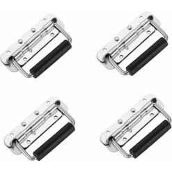 4 Pièce Poignée Pliante, Poignée De Caisse En Acier Inoxydable,Poignée De Caisse Poignées Caisse Pliante Poignée Pliante à Ressort Avec Poignée En Caoutchouc,pour Remplacement De Boîte à Outils Ephé