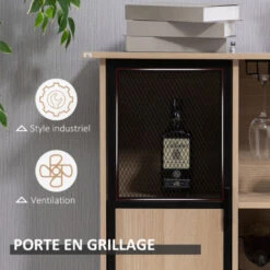 HOMCOM Meuble De Rangement Style Industriel Casier à Bouteilles Support Verres à Vin Placard étagère Acier Noir Aspect Chêne Clair 9 HOMCOM Meuble De Rangement Style Industriel Casier à Bouteilles Support Verres à Vin Placard étagère Acier Noir Aspect Chêne Clair -Promos Matériel Boutique 70299134 5