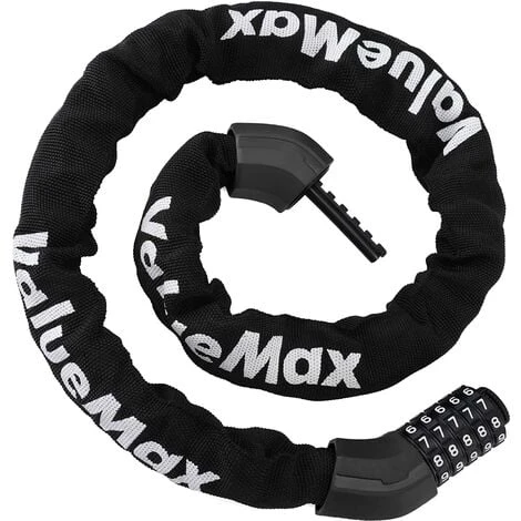 ValueMax Chaîne Antivol Vélo à Code De 1000 Mm 8 Mm Avec 5 Chiffres Mot De Passe, Cadenas à Vélo En Acier Trempé Haute Sécurité Pour Vélo, Moto, Porte, Portail 1 ValueMax Chaîne Antivol Vélo à Code De 1000 Mm 8 Mm Avec 5 Chiffres Mot De Passe, Cadenas à Vélo En Acier Trempé Haute Sécurité Pour Vélo, Moto, Porte, Portail