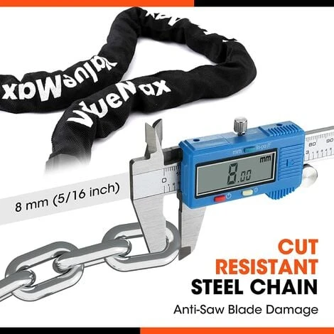 ValueMax Chaîne Antivol Vélo à Code De 1000 Mm 8 Mm Avec 5 Chiffres Mot De Passe, Cadenas à Vélo En Acier Trempé Haute Sécurité Pour Vélo, Moto, Porte, Portail 2 ValueMax Chaîne Antivol Vélo à Code De 1000 Mm 8 Mm Avec 5 Chiffres Mot De Passe, Cadenas à Vélo En Acier Trempé Haute Sécurité Pour Vélo, Moto, Porte, Portail – Image 2