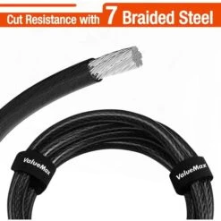 ValueMax Câble Antivol Vélo 213 Cm X 12 Mm, Antivol Vélo De Sécurité Avec Revêtement PVC, Double Boucle Tressée, Pour Cadenas, Antivol à Disque Et Antivol En U -Promos Matériel Boutique 71212800 3