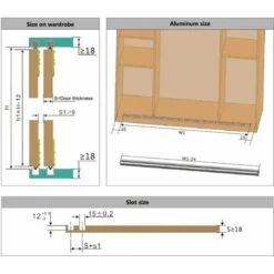 Kit Pour Portes Coulissantes 2 Vantaux Avec Amortisseurs 40kg (sans Rail) Galet Chariot Armoire Placard Garniture Chariot Embout Guidage Fixation Clé -Promos Matériel Boutique 71467854 3
