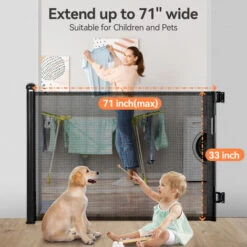 Barrière De Sécurité Enfant Extensible Barrière D'escalier Fermeture Facile H.84 X L.140 Cm Max. Noir -Promos Matériel Boutique 71626898 3