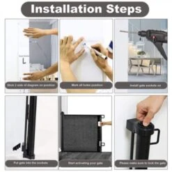 Barrière De Sécurité Enfant Extensible Barrière D'escalier Fermeture Facile H.84 X L.140 Cm Max. Noir -Promos Matériel Boutique 71626898 5