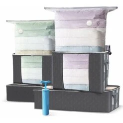 Lot De 9 Sac De Rangement Sous Vide Non Tisse XXL Gris