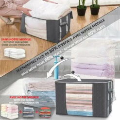 Lot De 9 Sac De Rangement Sous Vide Non Tisse XXL Gris -Promos Matériel Boutique 72050603 4