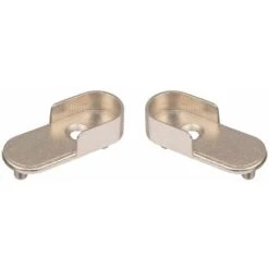 2x Support De Tringle à Visser Ovale Ouvert Diamètre Intérieur 15,2mm Finition Argentée Avec Goupilles Meuble Penderie Armoire Placard Garde Robe Porte Manteau