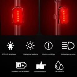 Feux De Vélo à LED Puissants, Feux De Vélo Avant Et Arrière, Feu Arrière étanche, 7 Modes D'éclairage, Adaptés à L'avertissement Arrière De Vélo De Route De Montagne -Promos Matériel Boutique 72725940 3