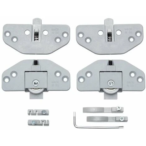 Kit Complet 2x Garniture Complète Pour Porte Coulissante (monture Guide Butée Et Clé) 30kg Max, En Plastique Gris Rail Fourniture Coulisse Patin Chariot Supérieur Inférieur Butée 1 Kit Complet 2x Garniture Complète Pour Porte Coulissante (monture Guide Butée Et Clé) 30kg Max, En Plastique Gris Rail Fourniture Coulisse Patin Chariot Supérieur Inférieur Butée