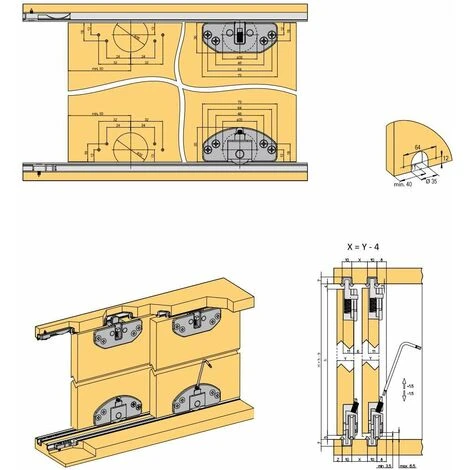 Kit Complet 2x Garniture Complète Pour Porte Coulissante (monture Guide Butée Et Clé) 30kg Max, En Plastique Gris Rail Fourniture Coulisse Patin Chariot Supérieur Inférieur Butée 2 Kit Complet 2x Garniture Complète Pour Porte Coulissante (monture Guide Butée Et Clé) 30kg Max, En Plastique Gris Rail Fourniture Coulisse Patin Chariot Supérieur Inférieur Butée – Image 2