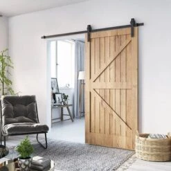 Froadp 200cm Quincaillerie Kit De Rail Système De Porte Coulissante Rail De Suspension En Acier Carbone Charge Jusqu'à 130KG Pour Porte De Grange En Métal Et Bois -Promos Matériel Boutique 72872606 4