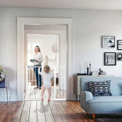 Froadp Barrière De Sécurité Extensible, Barrière De Pression Sans Perçage, Grilles De Porte Barrières Pour Bébé Et Chiens, Porte De Protection D'escalier En Métal Largeur Réglable(Blanc, 75-85cm) -Promos Matériel Boutique 72872620 3